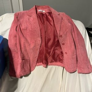 Cold water creek pink red leather jacket